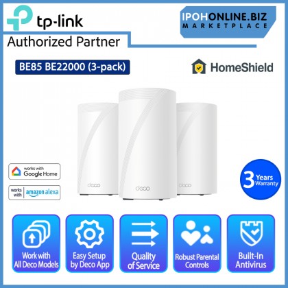 TP-Link Deco BE85 3-PACK BE22000 Tri-Band Whole Home Mesh WiFi 7 System with 10 Gbps Network & Universal Compatibility Wireless TP-Link Deco BE85 3-PACK BE22000 Tri-Band Whole Home Mesh WiFi 7 System with 10 Gbps Network & Universal Compatibility Wireless
